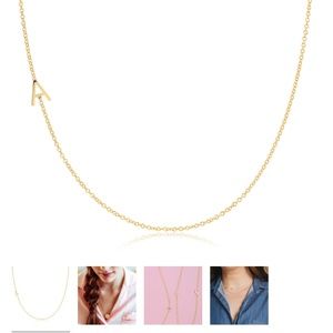 Maya brenner 14k gold asymmetrical E letter necklace